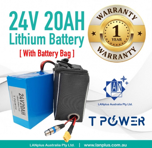 24V 20AH Lithium Battery w/ BMS for eBike Electric Scooter Mobility Bicycle w/ bag