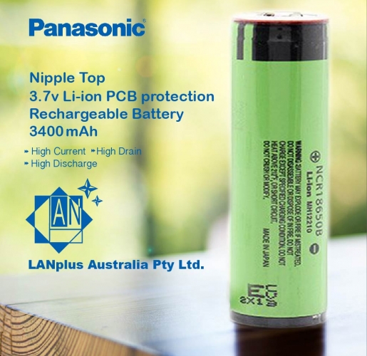 1x Panasonic NCR 18650B 3400mAh 3.7V Lithium Battery With PCB Nipple Top