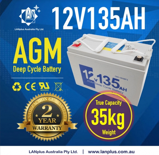 12V 135AH AGM Deep Cycle Battery Portable Power Bank For Caravan 4WD >120ah