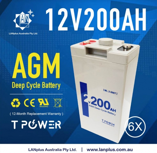  12V 200AH SLA Battery Pack 6x 2V 200AH Deep Cycle AGM solar Bank > 120AH 150AH