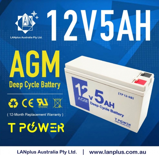 12V 5Ah Sealed Lead Acid Alarm Security AGM rechargeable Battery TP125-B <4.5Ah