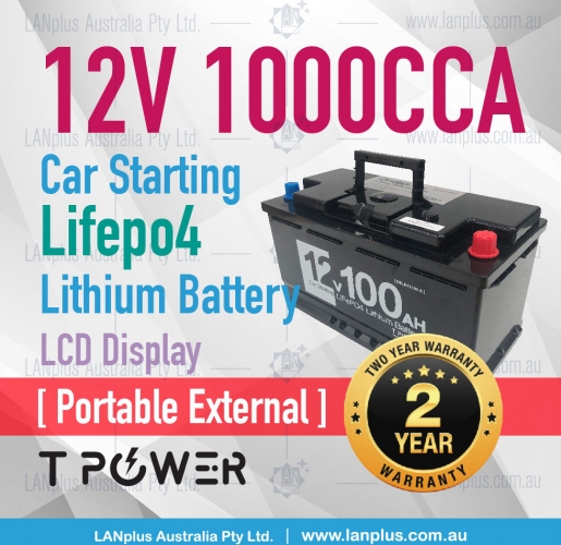 1000CCA 12v 100ah Car starting Lifepo4 lithium battery car battery 24-Month warranty